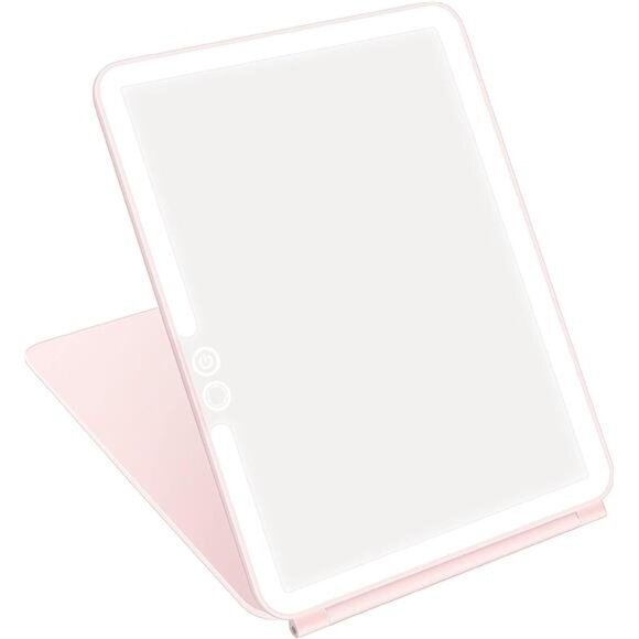 Folding Travel Mirror Lighted Makeup Mirror with 72 LEDs 3 Colors Light Modes - Picture 1 of 8